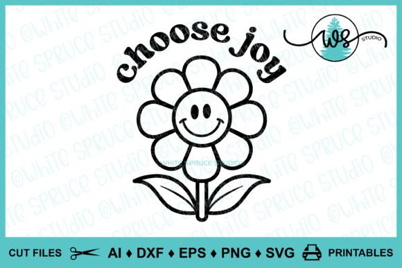 Choose Joy Retro Positive Quote SVG for Graphics and Crafts