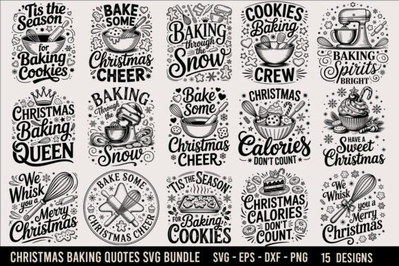 Christmas Baking Quote SVG Bundle for Crafts and Graphics